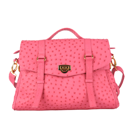 Lila Ostrich Satchel Bag