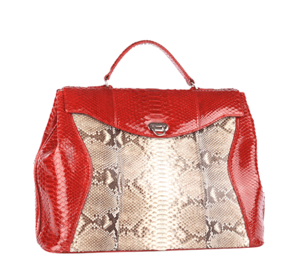 Alex Bicolor Python Top Handle Bag